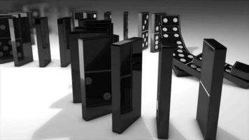 Dominos effect 3d animation, flip, fall, interaction, art. video