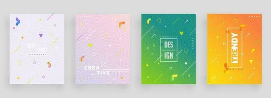 Abstract colorful set of cover design template or flyer. vector