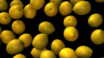 Lemon dropping, fruits, fresh, 3d. video
