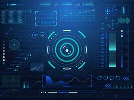 Sci-fi futuristic hud lock dashboard display virtual reality technology screen background. vector