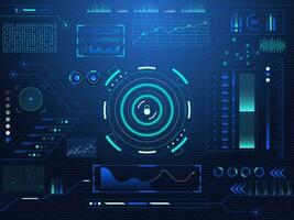 Sci-fi futuristic hud lock dashboard display virtual reality technology screen background. vector