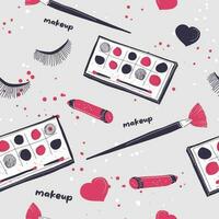 Makeup products and cosmetics for women print vector