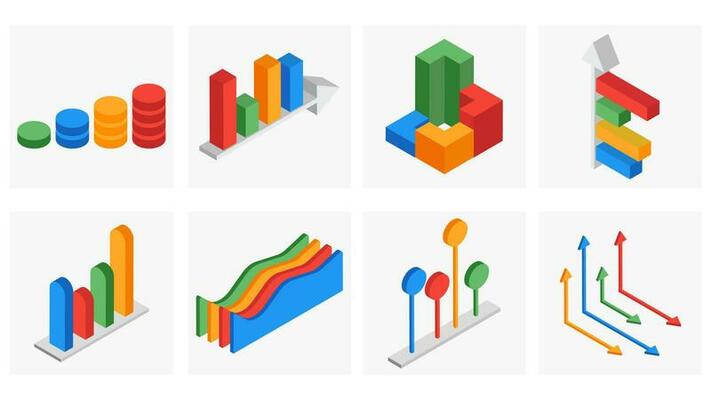 3D isometric set of business infographic element.