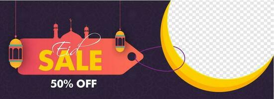 Retro style header banner or poster design with PNG background. Eid Sale. vector