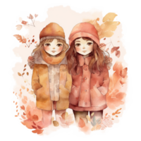 Dreamy Girls Watercolor Art, png