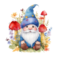 Gnome Floral Watercolor Art, png