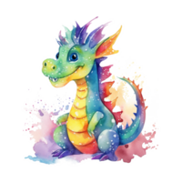 Aquarell Drachen Sublimation png Design, generativ ai