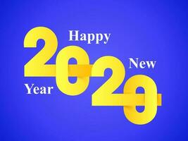 Paper cut yellow text of 2020 on blue background for Happy New Year celebration. Can be used as greeting card design. vector