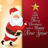 Merry Christmas and Happy New Year message or greeting card design with santa claus character. vector