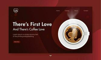 Top view of coffee cup on brown background for Coffee Shop landing page design. vector