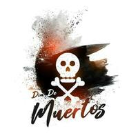Creative text of Dia De Muertos and skull with crossbones on explosion brush stroke effect background for Day of the dead poster or template design. vector