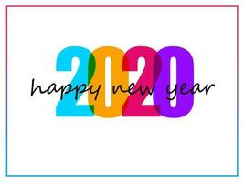 Colorful text 2020 on white background for Happy New Year celebration greeting card or poster design. vector