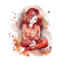 Watercolor Lazy Girl Sublimation Design, png