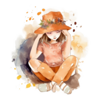 Watercolor Lazy Girl Sublimation Design, png