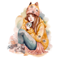 Watercolor Lazy Girl Sublimation Design, png