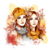 Dreamy Girls Watercolor Art, png