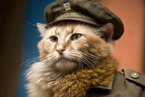 Cat as Fidel Castro famous historical character portrait illustration photo
