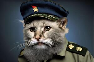 Cat as Fidel Castro famous historical character portrait illustration photo