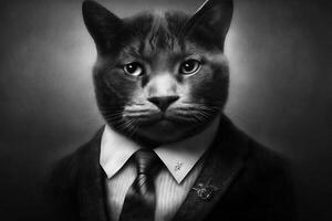 Cat as Martin Luther King Jr famous historical character portrait illustration photo