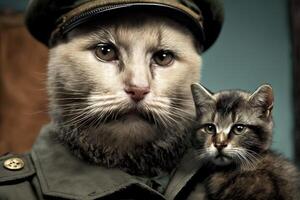 Cat as Fidel Castro famous historical character portrait illustration photo