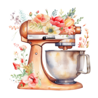 waterverf keuken menger bloemen sublimatie PNG ontwerp, generatief ai