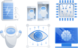 artificial inteligencia icono conjunto elemento diseño ilustración. ai tecnología y ciber elementos. futurista tecnología Servicio y comunicación artificial inteligencia concepto png