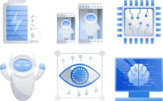 artificiell intelligens ikon uppsättning element design illustration. ai teknologi och cyber element. trogen teknologi service och kommunikation artificiell intelligens begrepp png