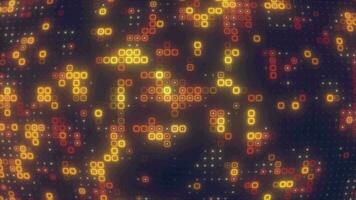 Abstract looping yellow orange energy squares glowing digital particles futuristic hi-tech background, 4k video, 60 fps video