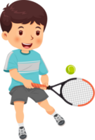 süß Junge spielen Tennis png