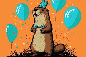 Groundhog Day. marmot celebration 2 February illustration photo