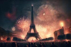 celebrating new year eve in Paris illustration photo