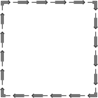 Arrow pattern square frame on transparent background. PNG illustration.