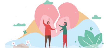 Man argues with woman in the park. Couple of love design for winter season. Vector illustration in flat style. png