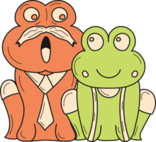 Happy Father Day Concept. Cute frogs with dad and child. Illustration isolated on transparent background. png