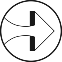 Arrow symbol. Turn right. Transparent flat design element. png