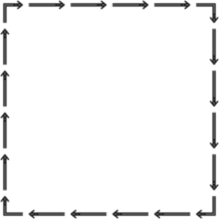 Arrow pattern square frame on transparent background. PNG illustration.