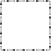 Arrow pattern square frame on transparent background. PNG illustration.