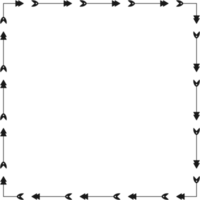 Arrow pattern square frame on transparent background. PNG illustration.