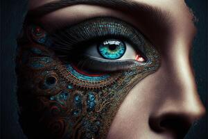 mascara eye maquillage of the future steampunk cyberpunk detail illustration photo