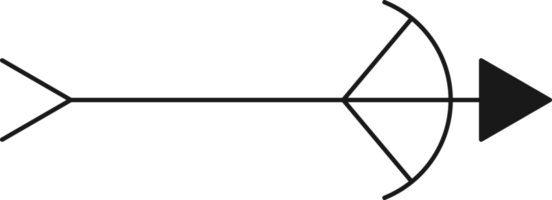 pil symbol. sväng höger. transparent platt design element. png