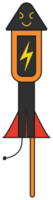 Cute firework rocket isolated on transparent background. png