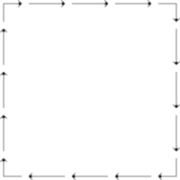 Arrow pattern square frame on transparent background. PNG illustration.