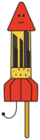 Cute firework rocket isolated on transparent background. png