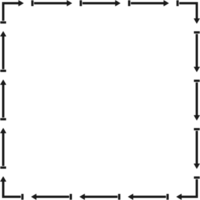 Arrow pattern square frame on transparent background. PNG illustration.