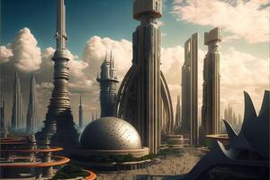 Megalopolis of the future futuristic city skyline panorama illustration photo
