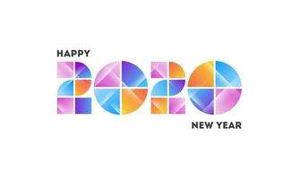 2020 number made by abstract gradient color on white background. Can be used as Happy New Year greeting card design. vector