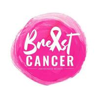 Breast Cancer Awareness Month text on pink brush stroke background. Can be used as poster or template design. vector