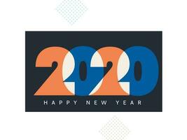 Colorful text 2020 on black and white background for Happy New Year greeting card design. vector