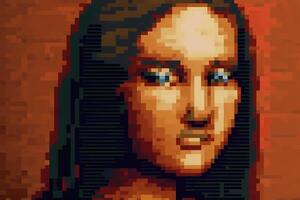 mona lisa pixel painting illustration photo