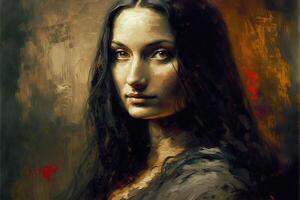 modern style mona lisa portrait illustration photo